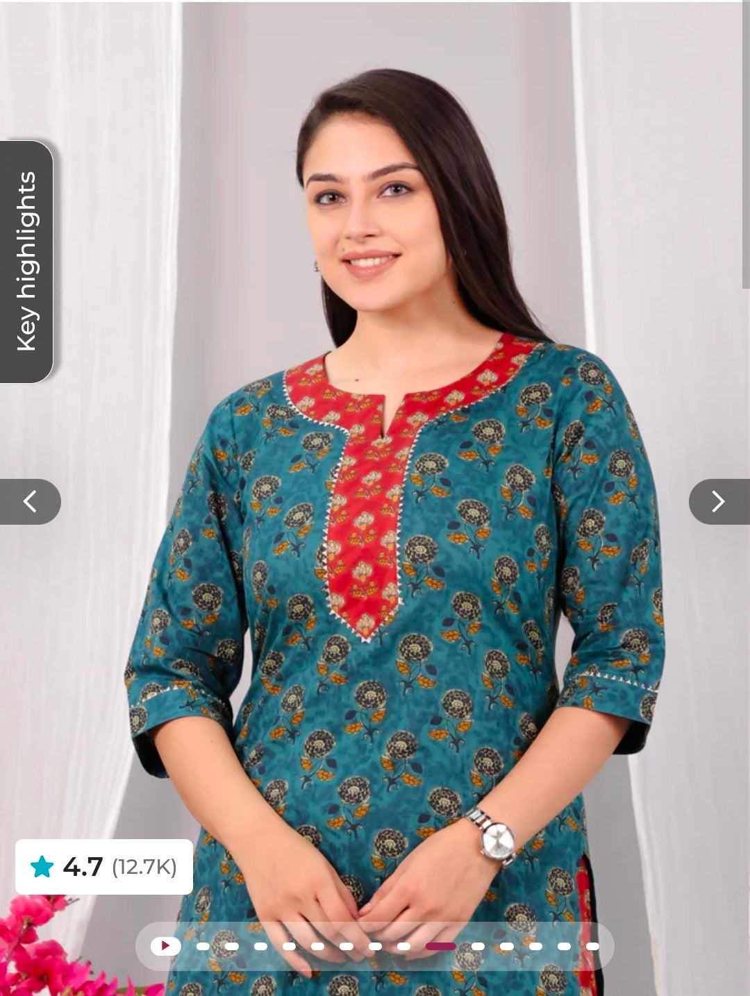 Embroidered Soft Cotton Floral Straight Turquoise & Salwar