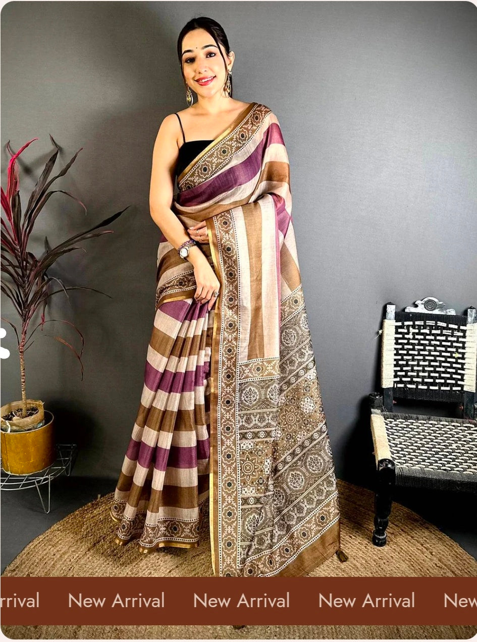 Heritage Stripe Linen Chanderi
