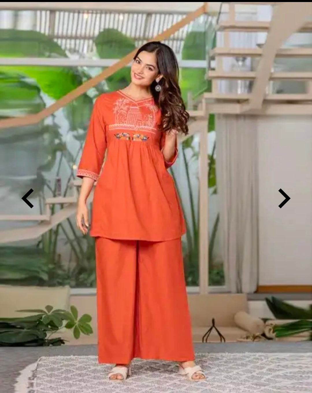 Women's Pure Cotton Kurta Palazzo Set | 2 Piece Ethnic Co-ord Set
