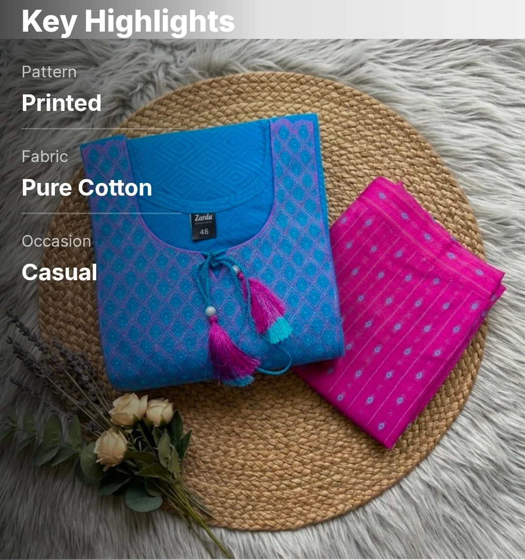 Pure Cotton Kurta Pant Set