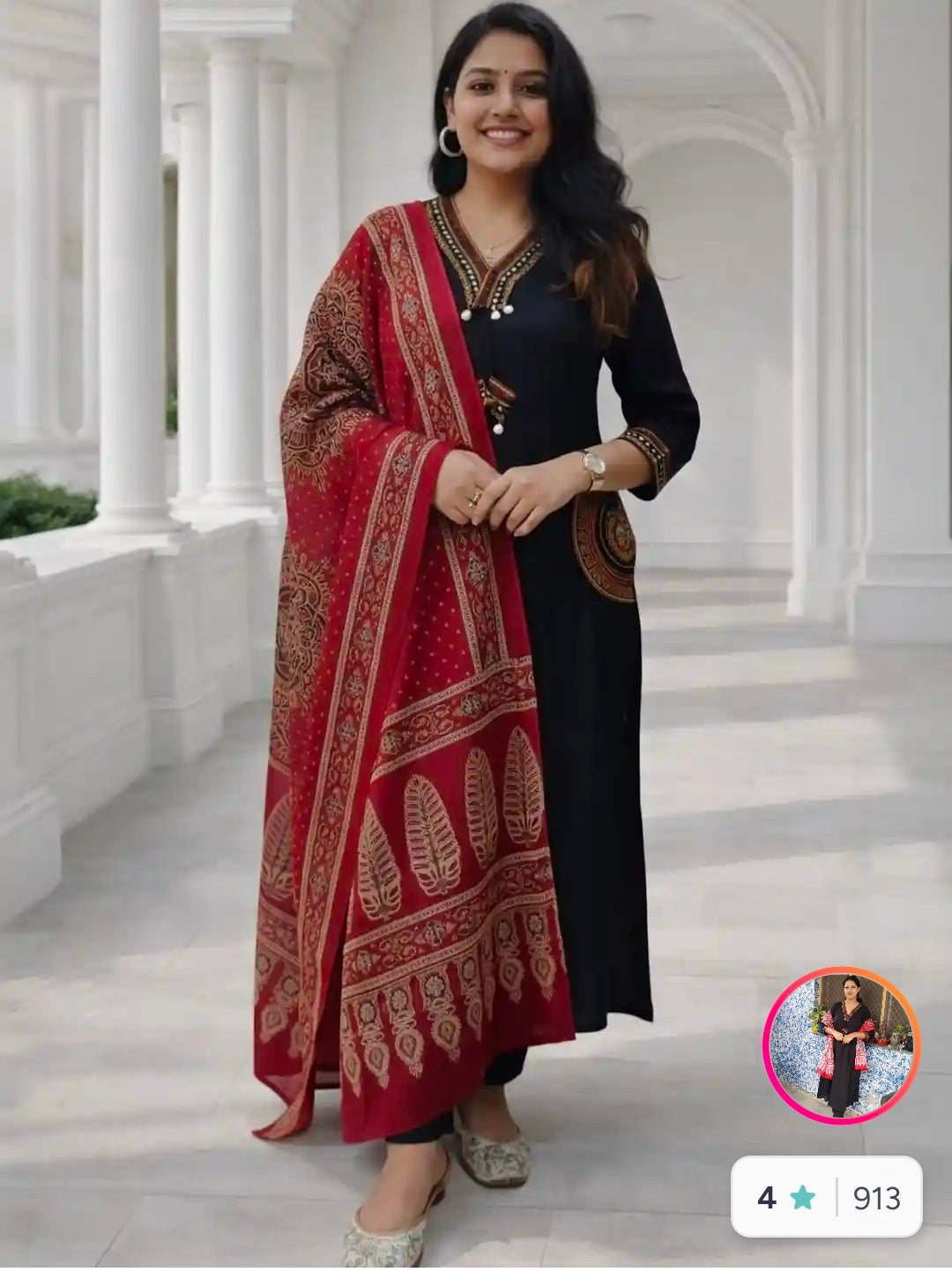 Pure Cotton Kurta Pant Dupatta Set