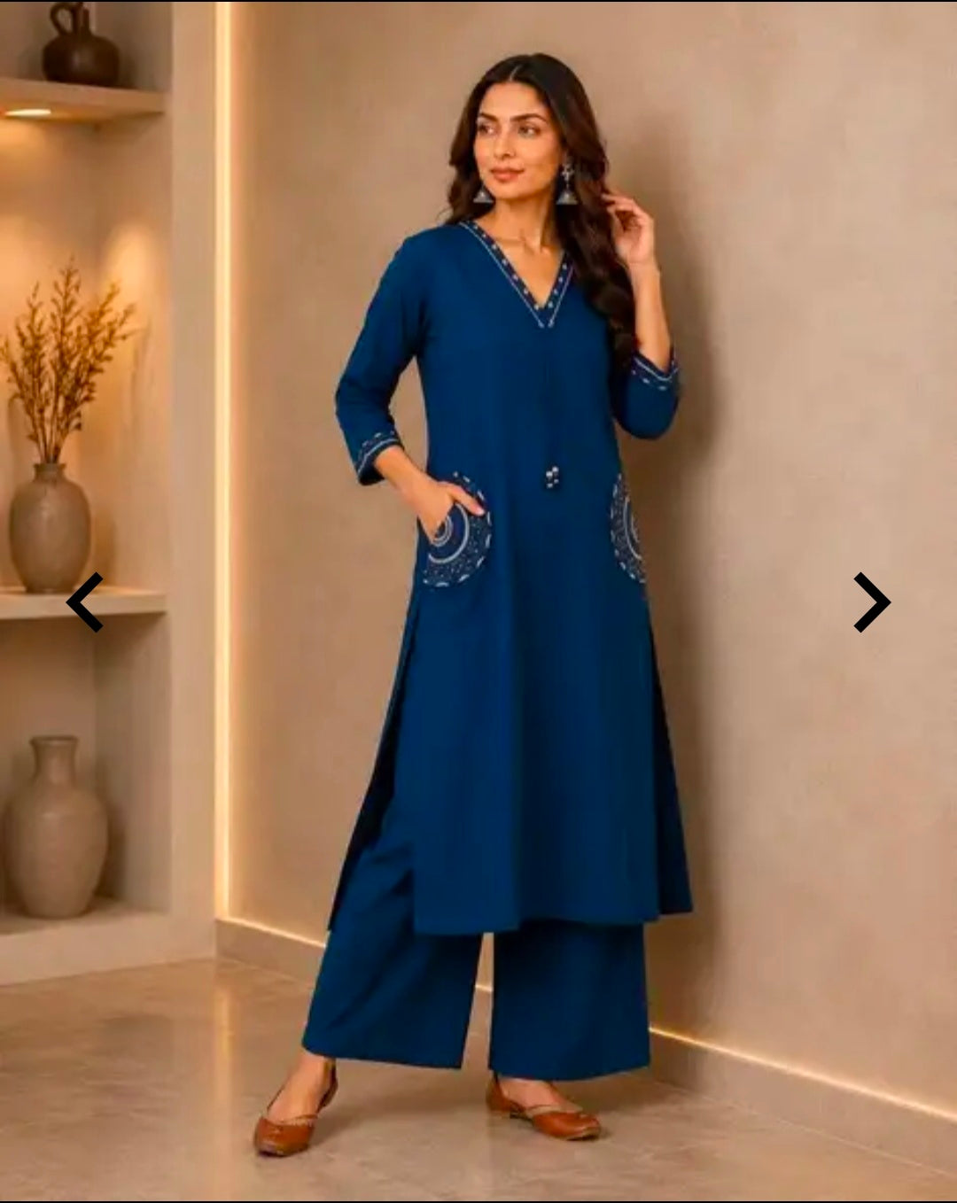 Women's Pure Cotton Kurta Palazzo Set | 2 Piece Ethnic Co-ord Set