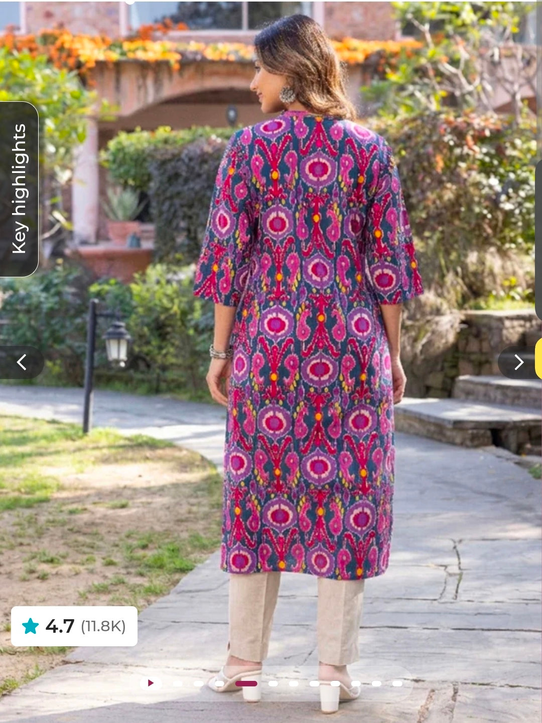 Soft Cotton Ikat Straight Multicolor Kurta, Tapered Trousers & Dupatta