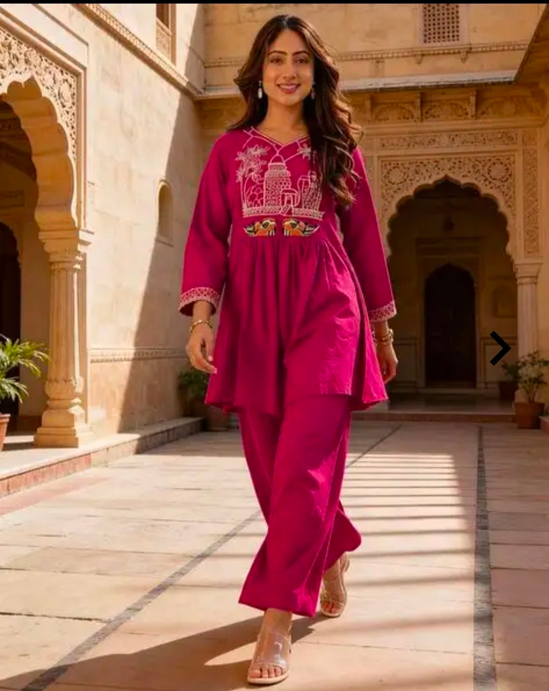 Women's Pure Cotton Kurta Palazzo Set | 2 Piece Ethnic Co-ord Set