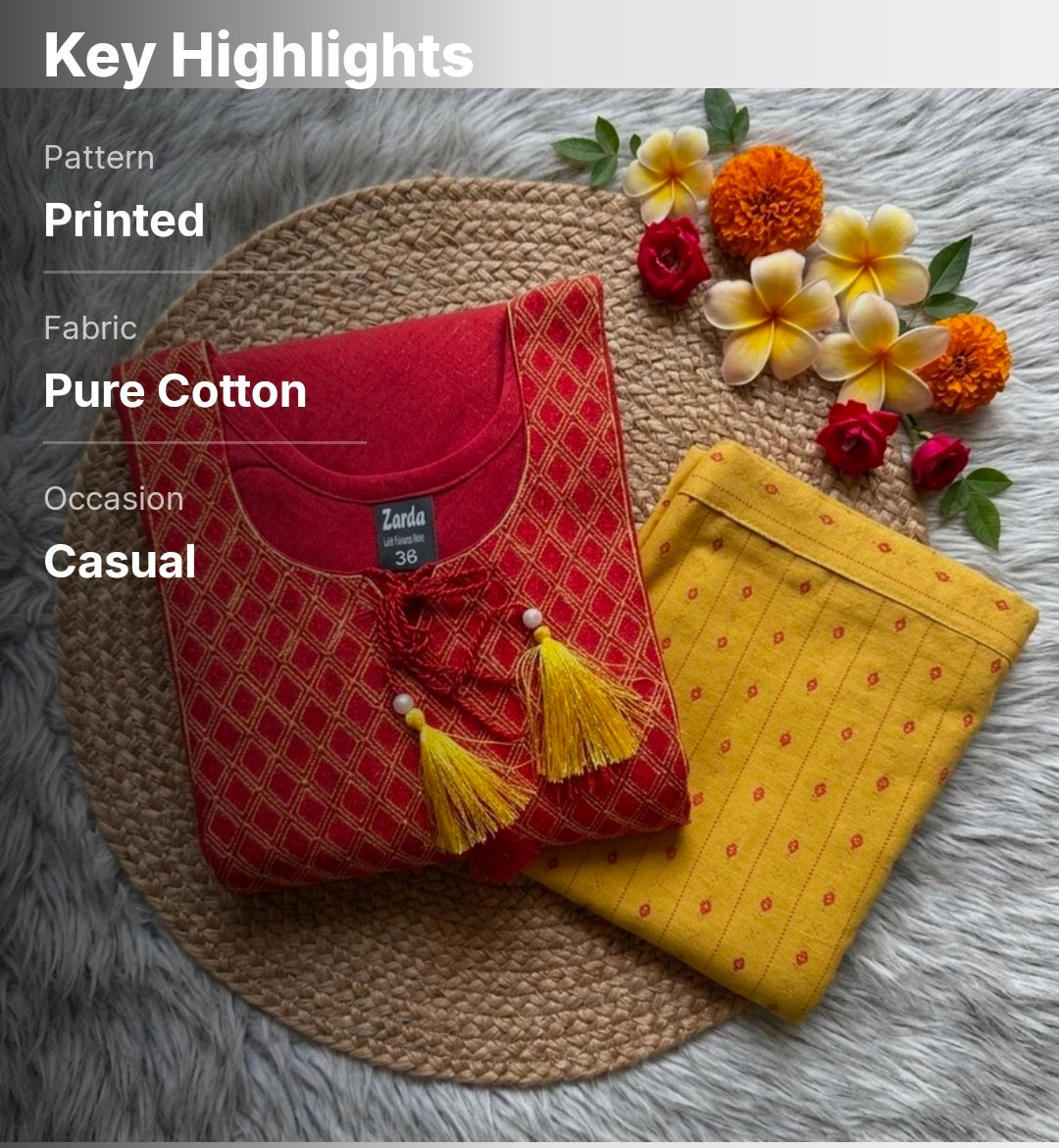 Pure Cotton Kurta Pant Set