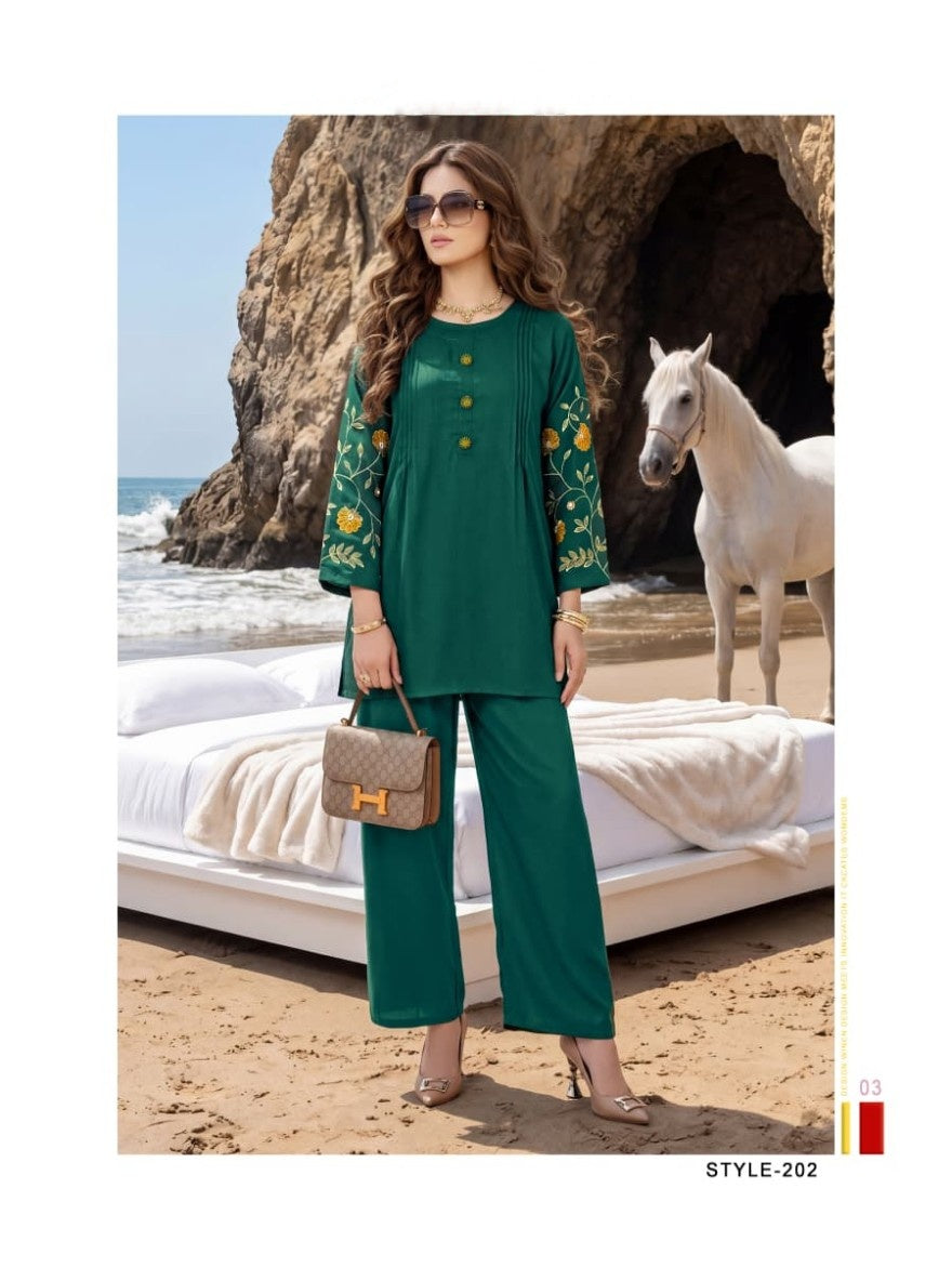 ✨ Premium Rayon Embroidered Co-ord Set – Stylish & Comfortable