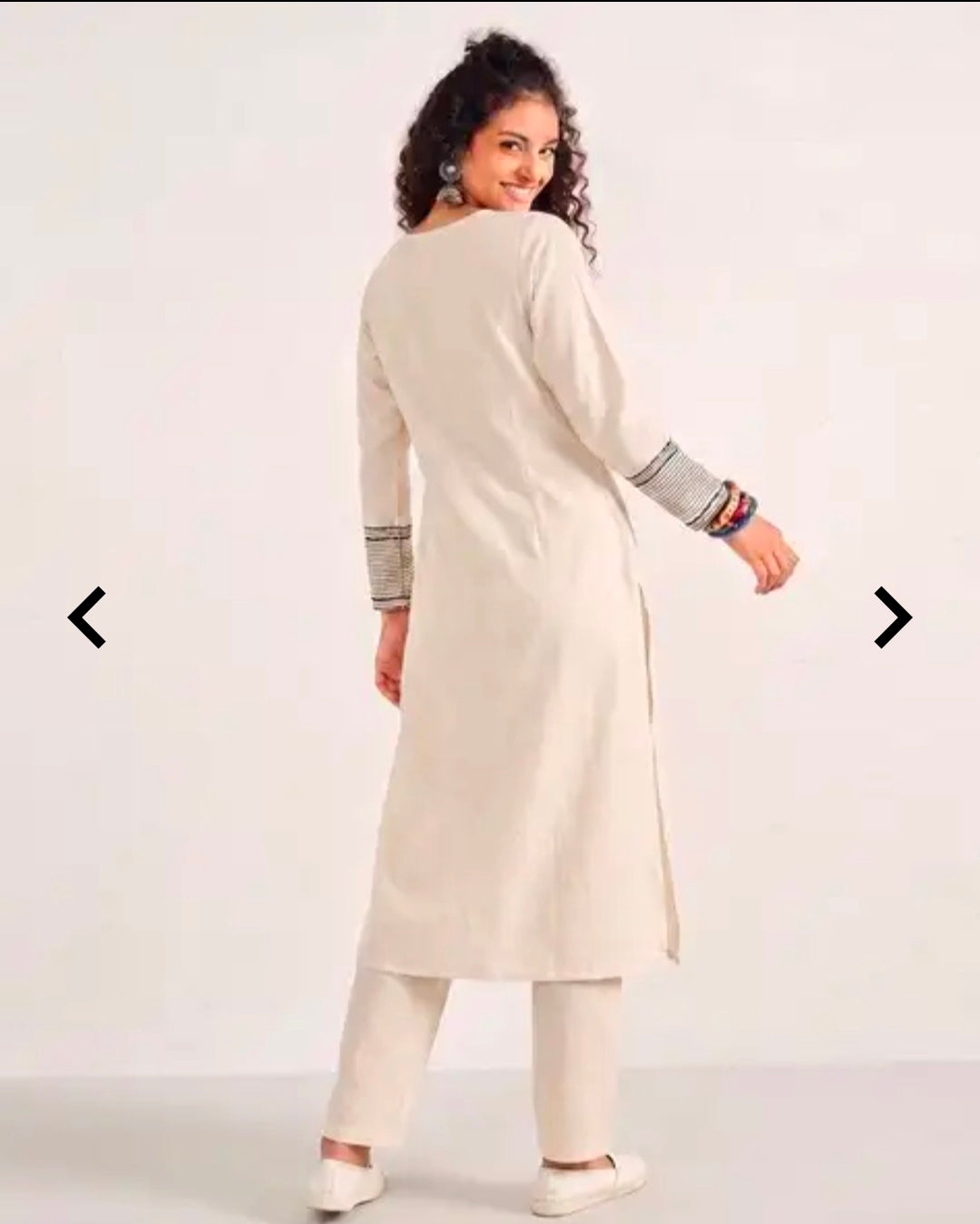 Women's Embroidered Khadi Cotton Blend Kurta Pant Set