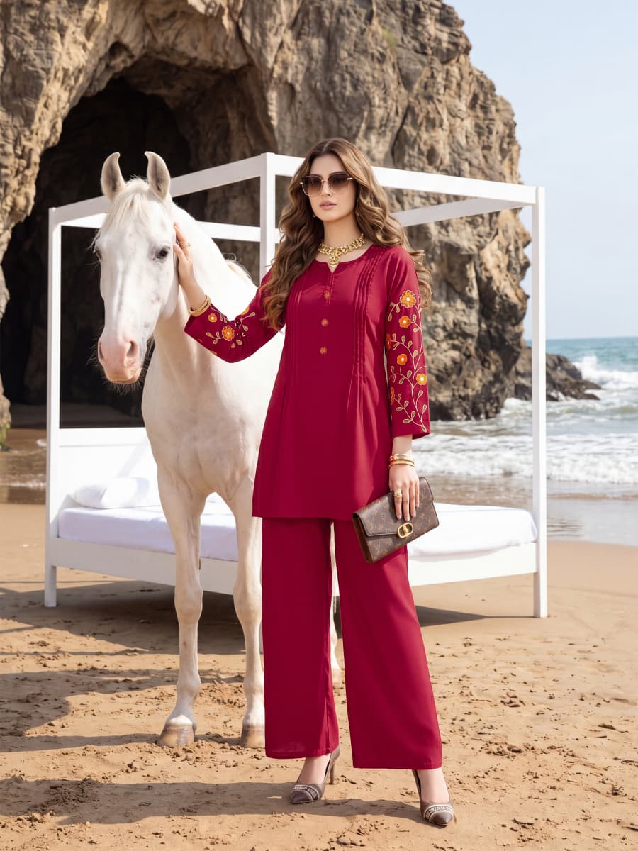 ✨ Premium Rayon Embroidered Co-ord Set – Stylish & Comfortable
