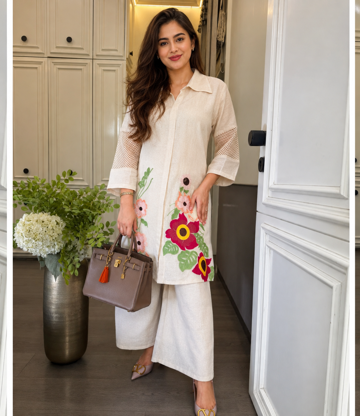 Jute embroidered cotton coords