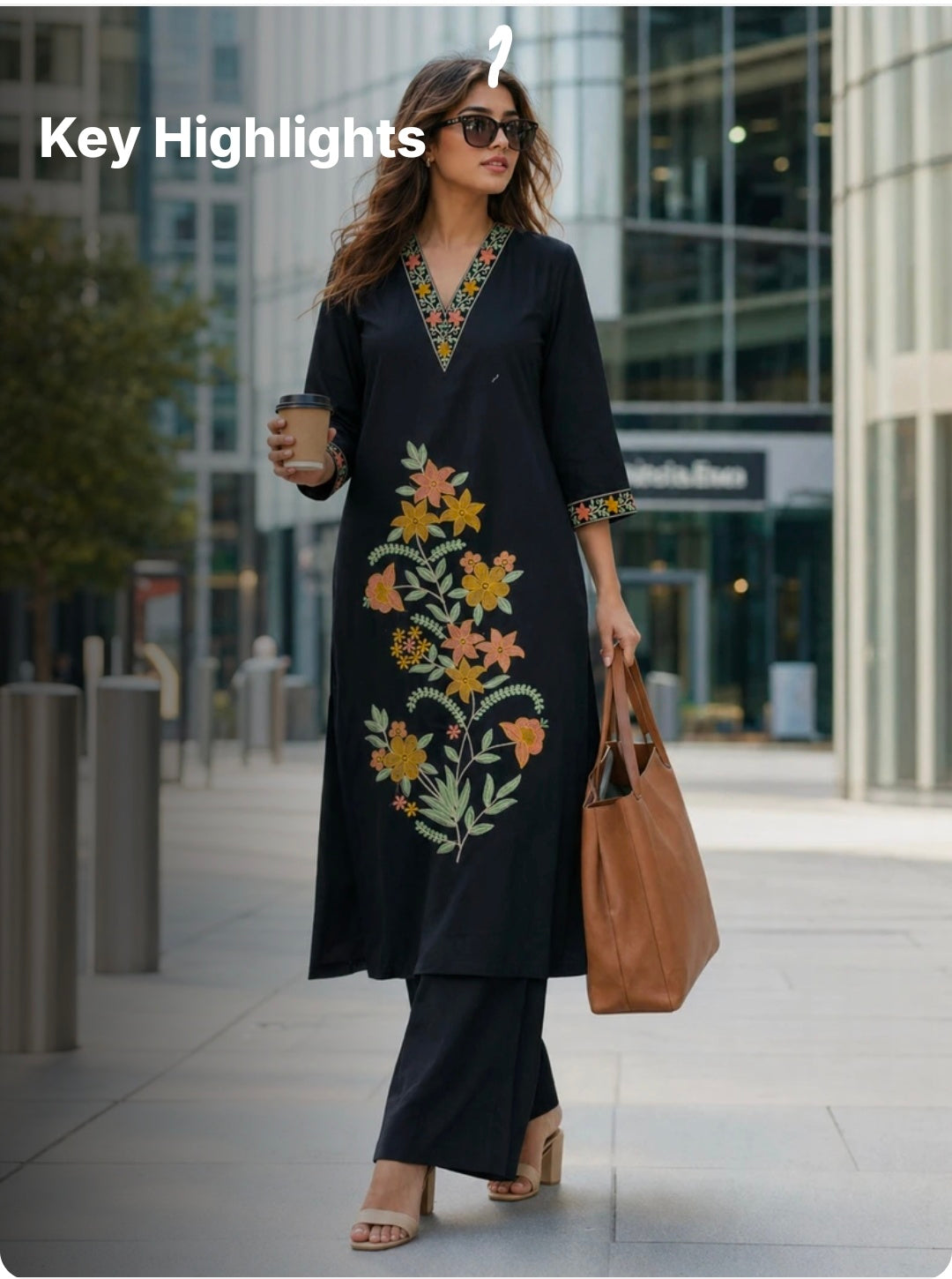 Embroidered Pure Cotton Kurta Palazzo Set