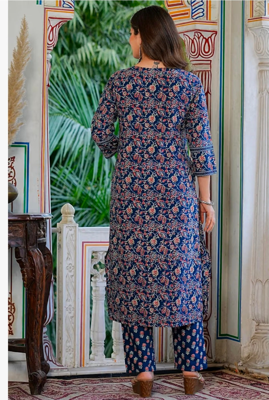 Pure Cotton Printed Straight Kurta Set with Palazzo Pants & Dupatta