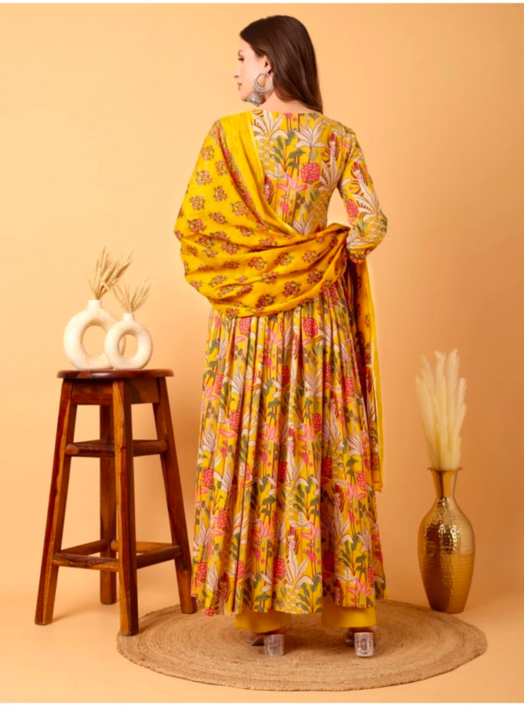 Taranjal Yellow Embroidered Pure Cotton Kurta Pant Dupatta Set