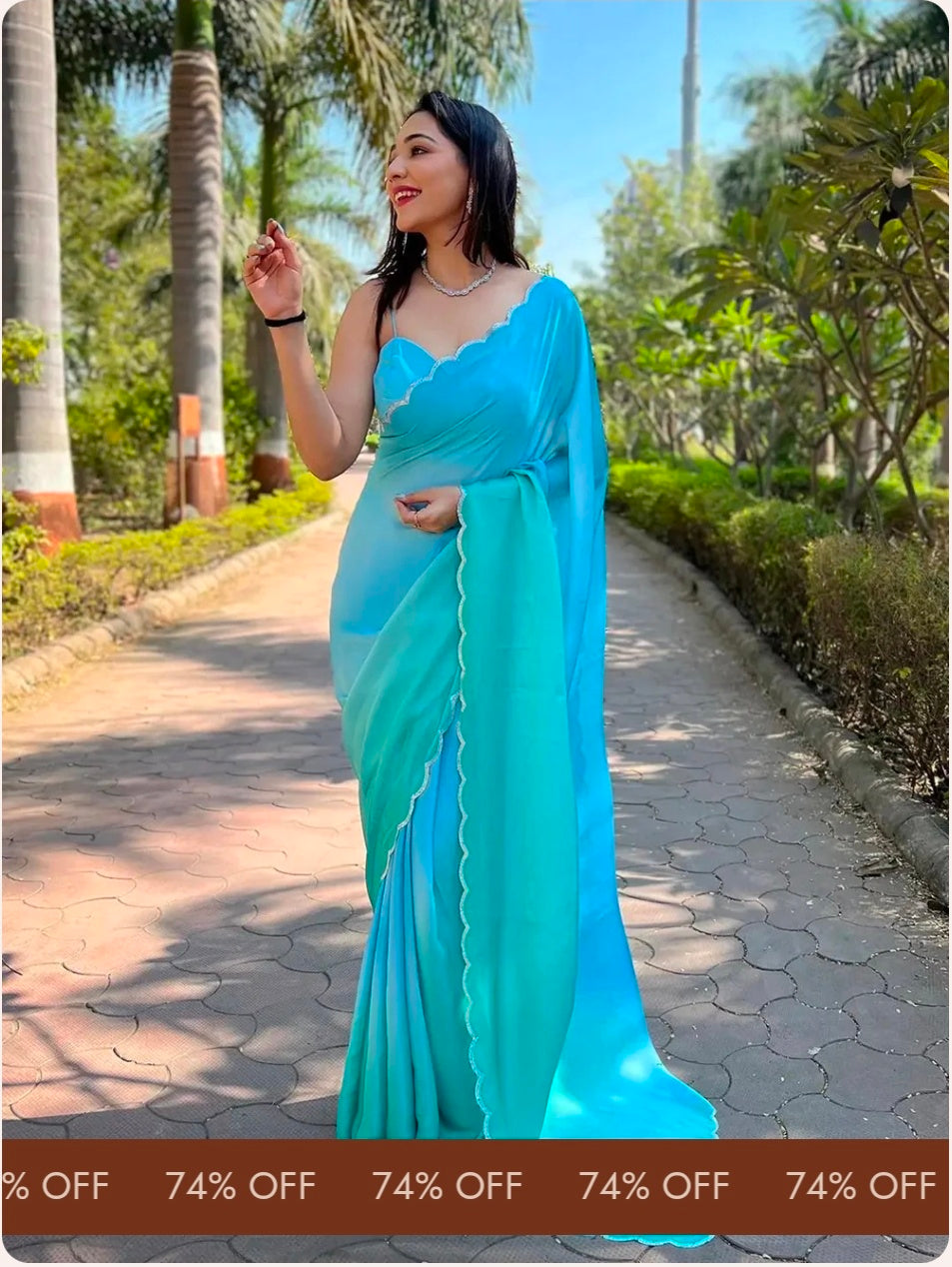 Sky Blue Satin Georgette