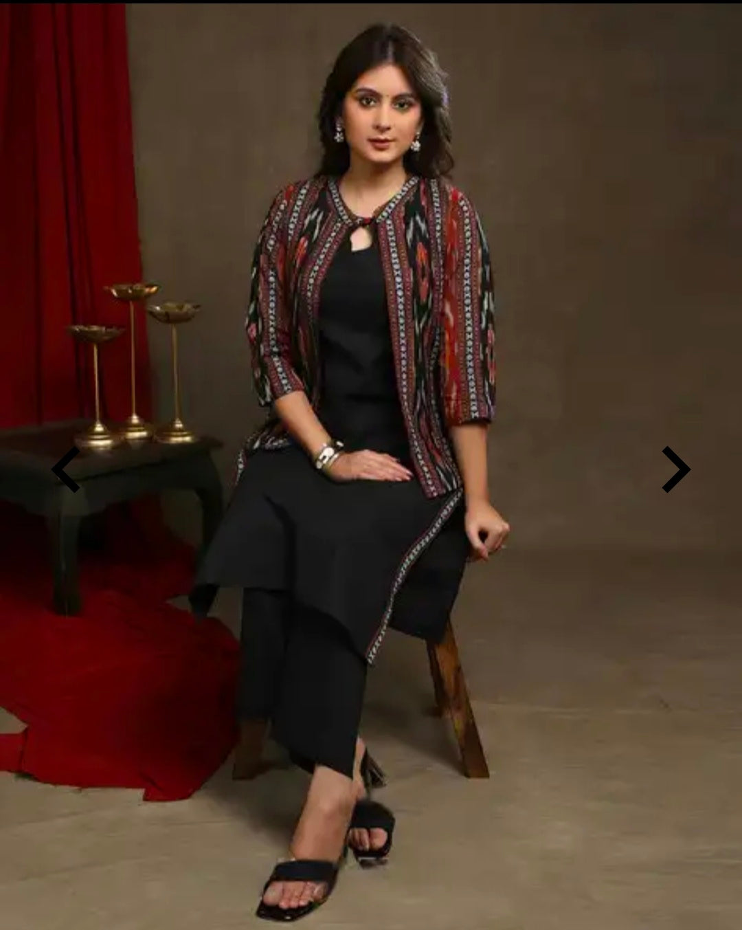 Women's Calf Length Rayon Blend Kurta Pant Jacket Set | 3 Piece Ethnic Set l