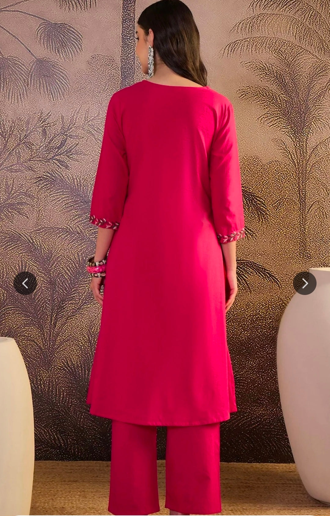 Women's Pure Cotton Floral Thread Work Kurta Pant Set