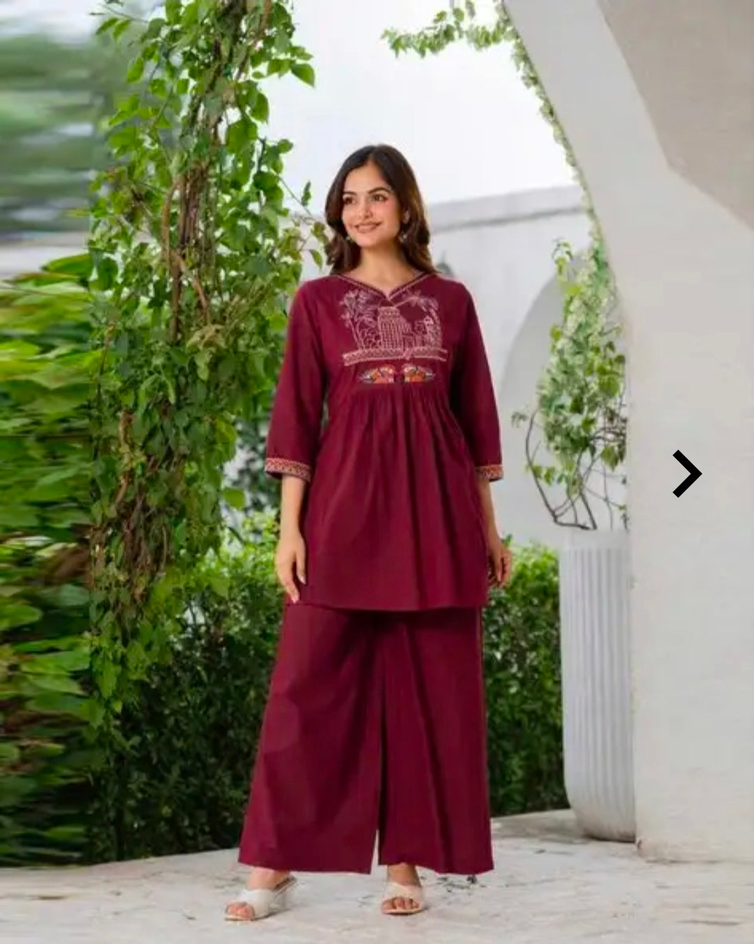 Women's Pure Cotton Kurta Palazzo Set | 2 Piece Ethnic Co-ord Set