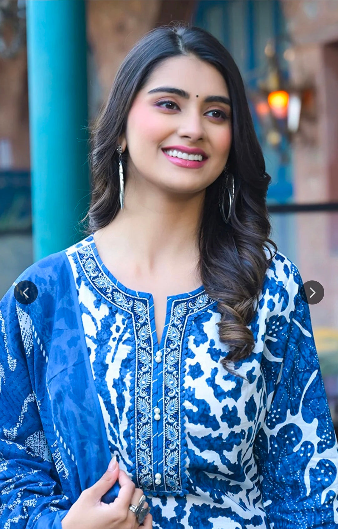 Cotton Kurta with Trousers and Dupatta Set