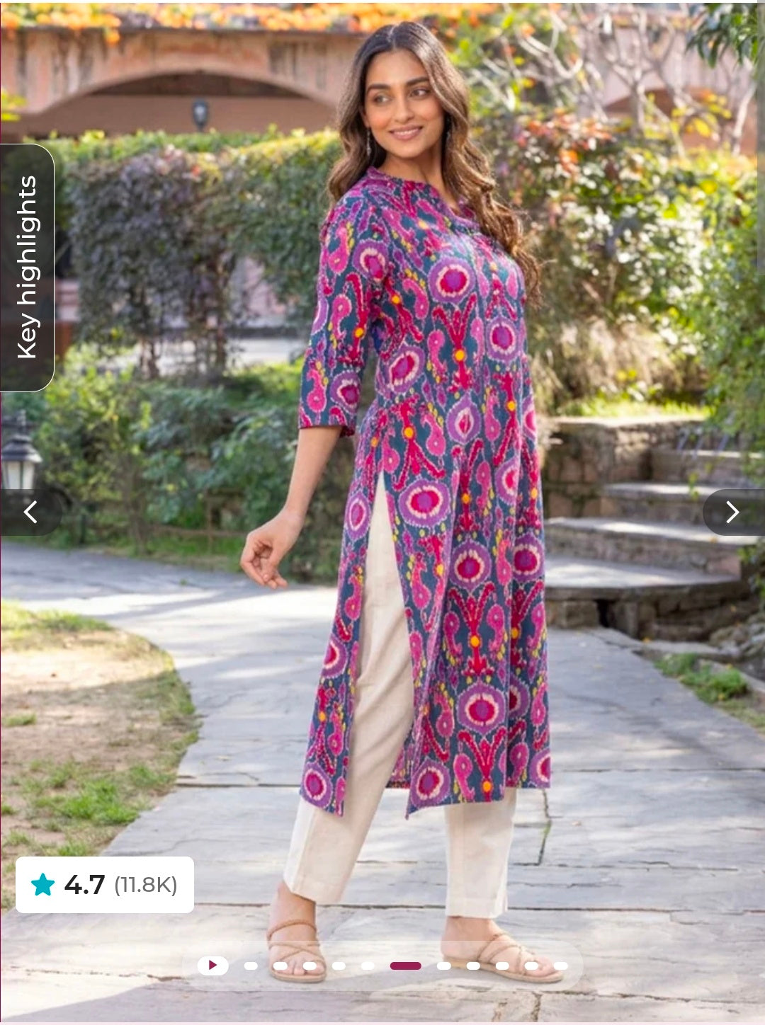 Soft Cotton Ikat Straight Multicolor Kurta, Tapered Trousers & Dupatta