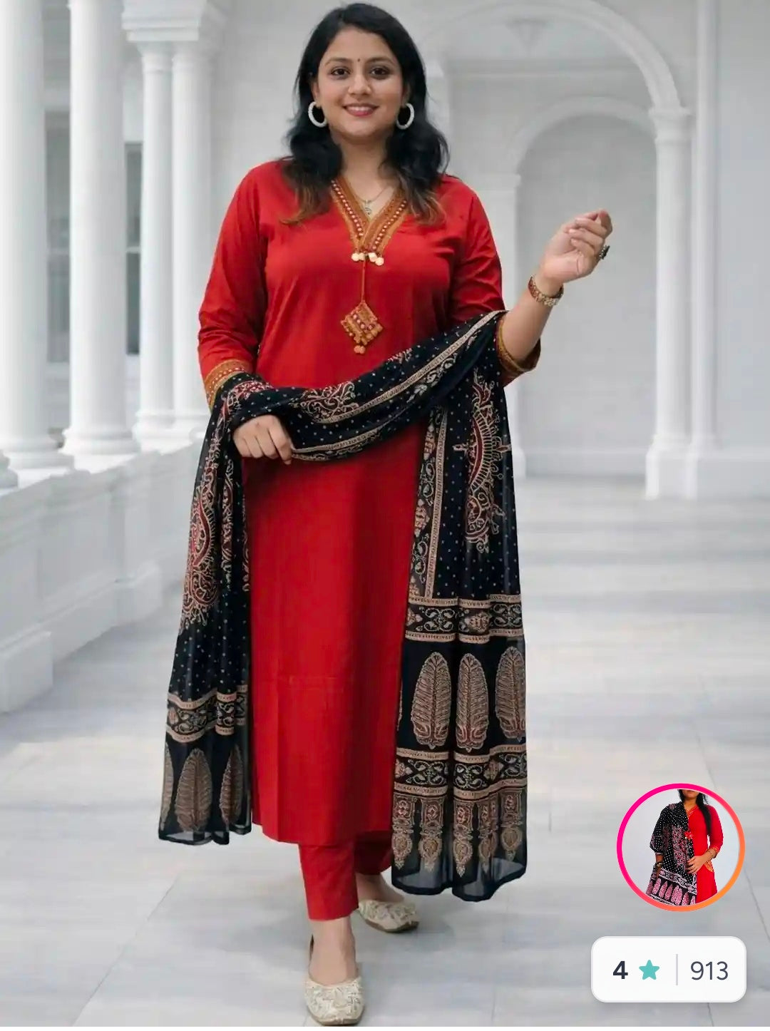 Pure Cotton Kurta Pant Dupatta Set