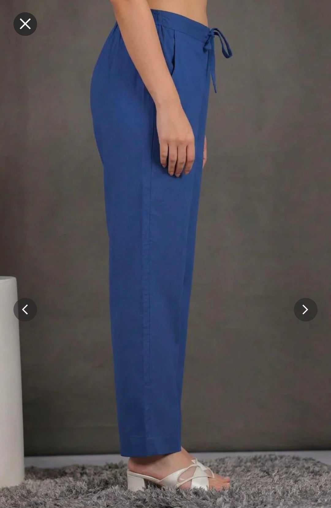 Blue Floral Soft Cotton Anarkali Kurta with Straight Trouser Set