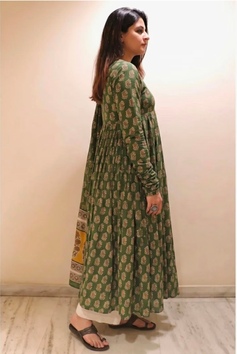 Anarkali Kurta Pant and printed Dupatta Set