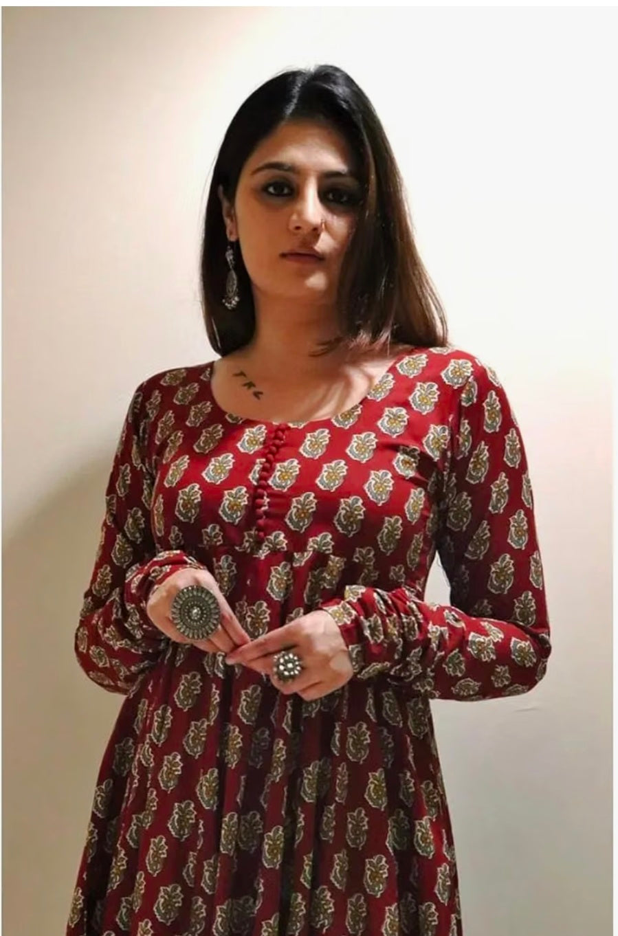 Anarkali Kurta Pant and printed Dupatta Set