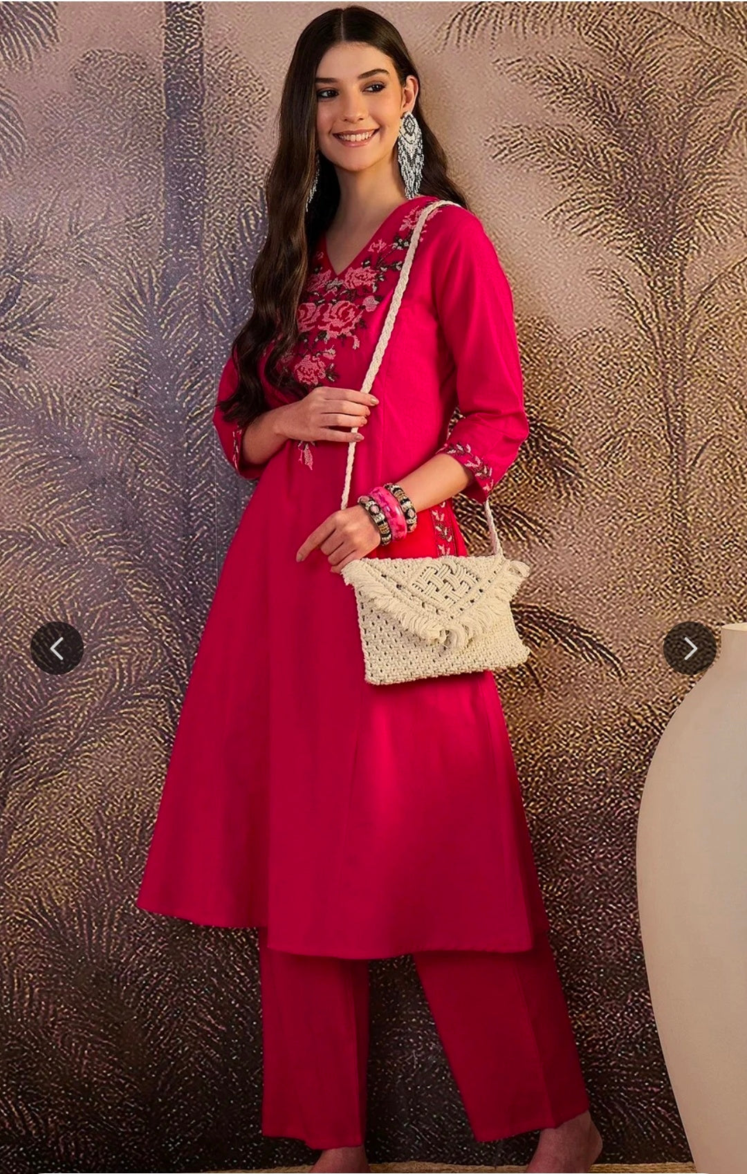 Women's Pure Cotton Floral Thread Work Kurta Pant Set