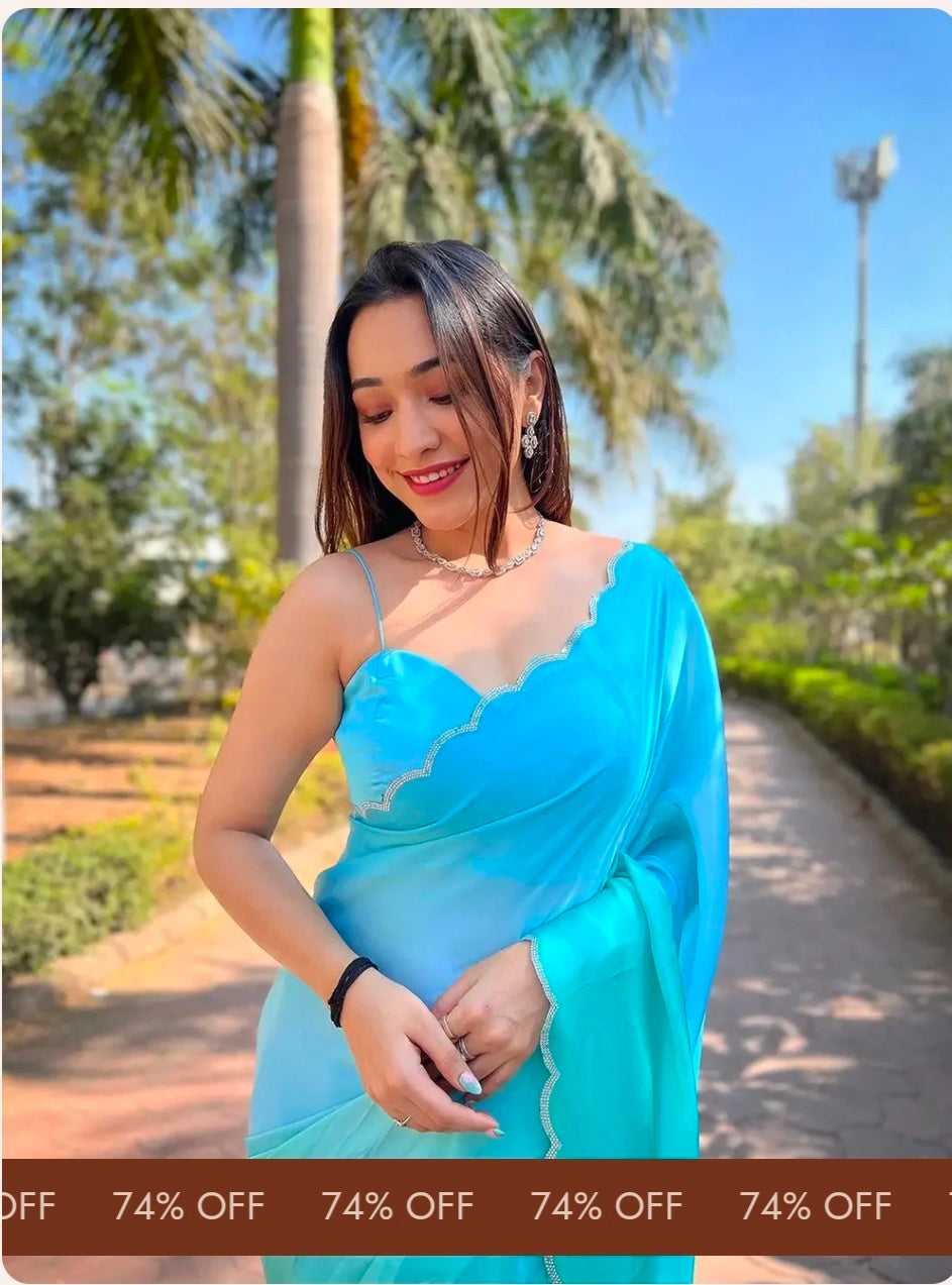 Sky Blue Satin Georgette