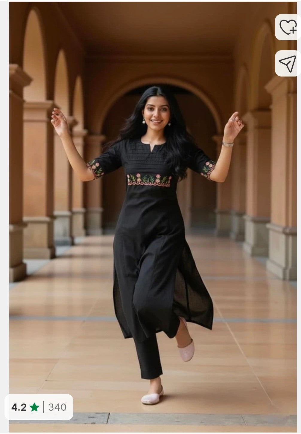 Embroidered A-Line Kurta with Pant Set