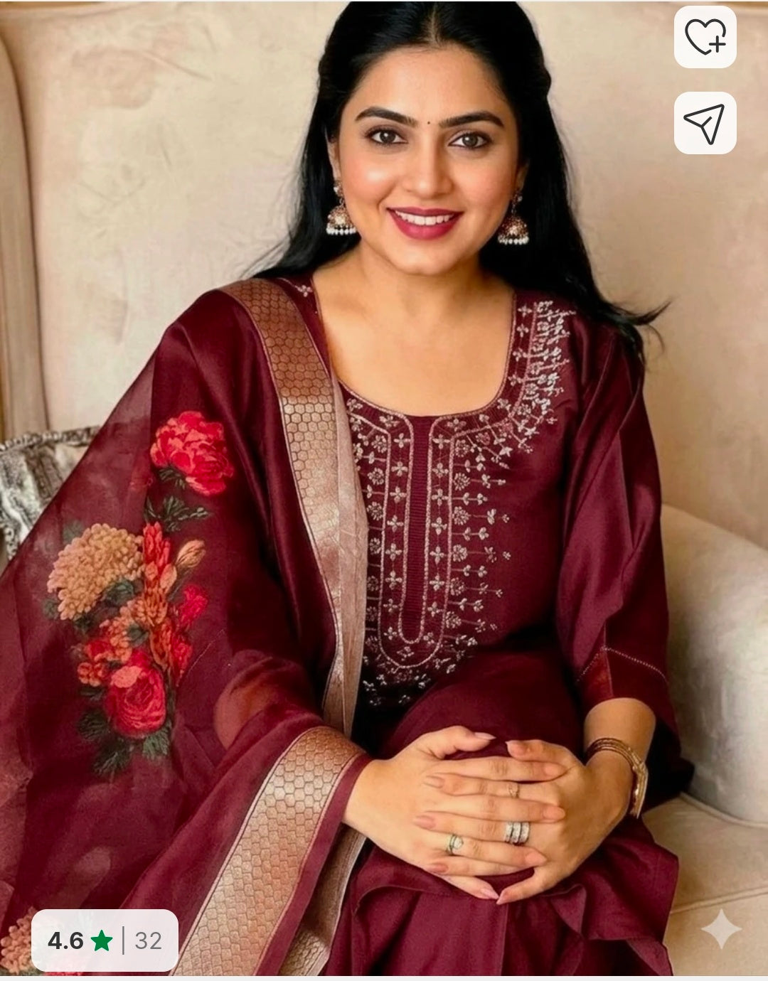 Rayon Straight Kurta with Salwar & Chanderi Dupatta Set
