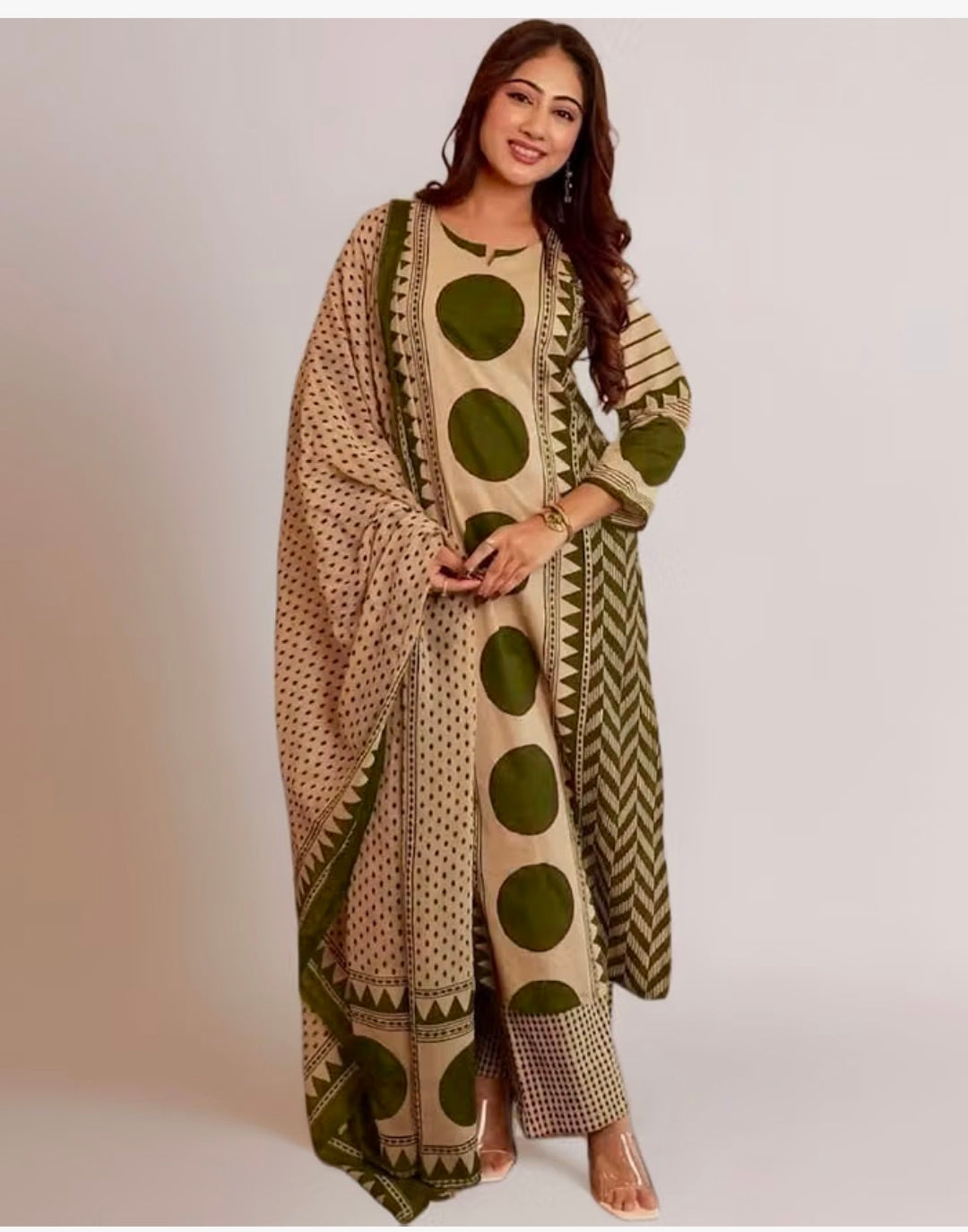 Pure cotton Straight Kurta Pant and printed Dupatta Set