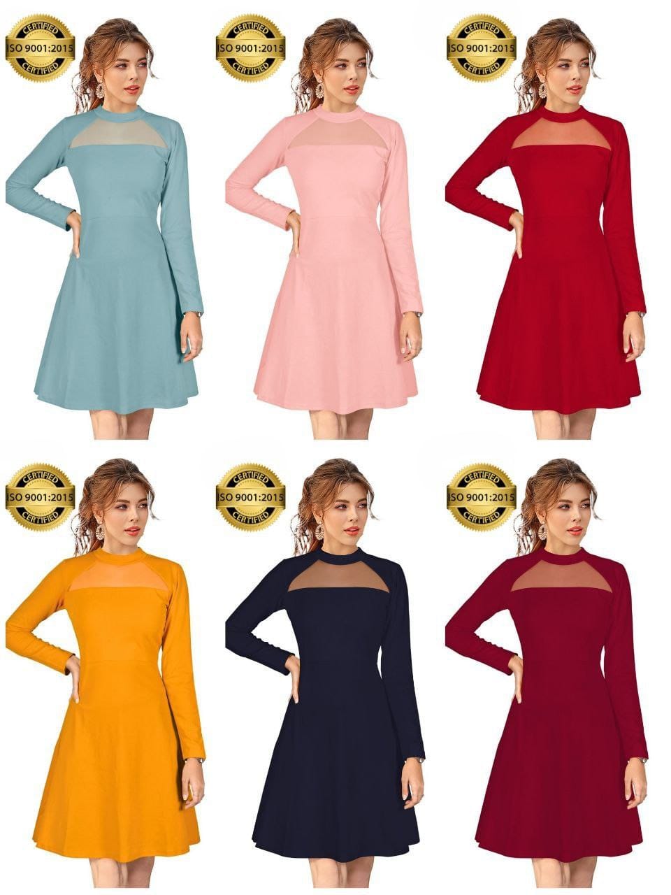 ✨ Premium Stretch Knit Dress – Full Sleeve Casual Wear