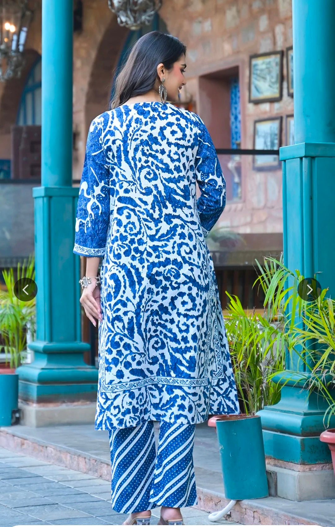 Cotton Kurta with Trousers and Dupatta Set
