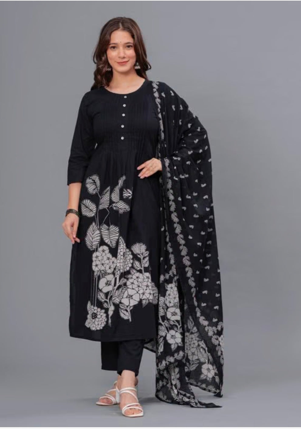 Pure Cotton Printed Kurta Set with Palazzo Pants & Dupatta
