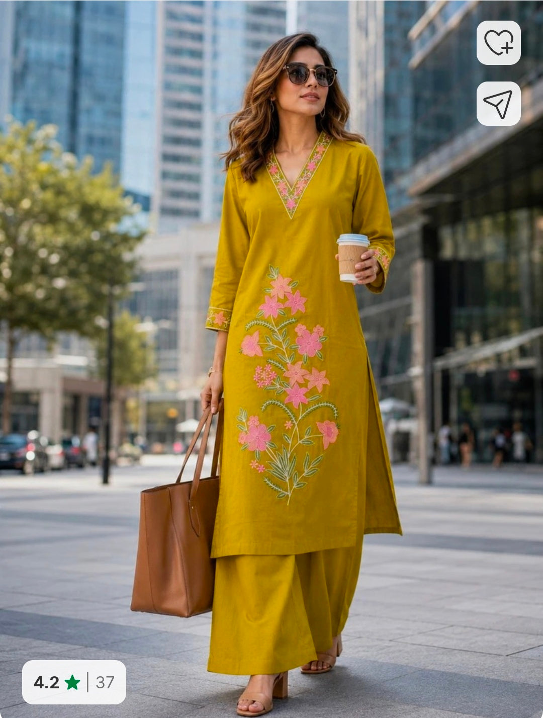 Embroidered Pure Cotton Kurta Palazzo Set