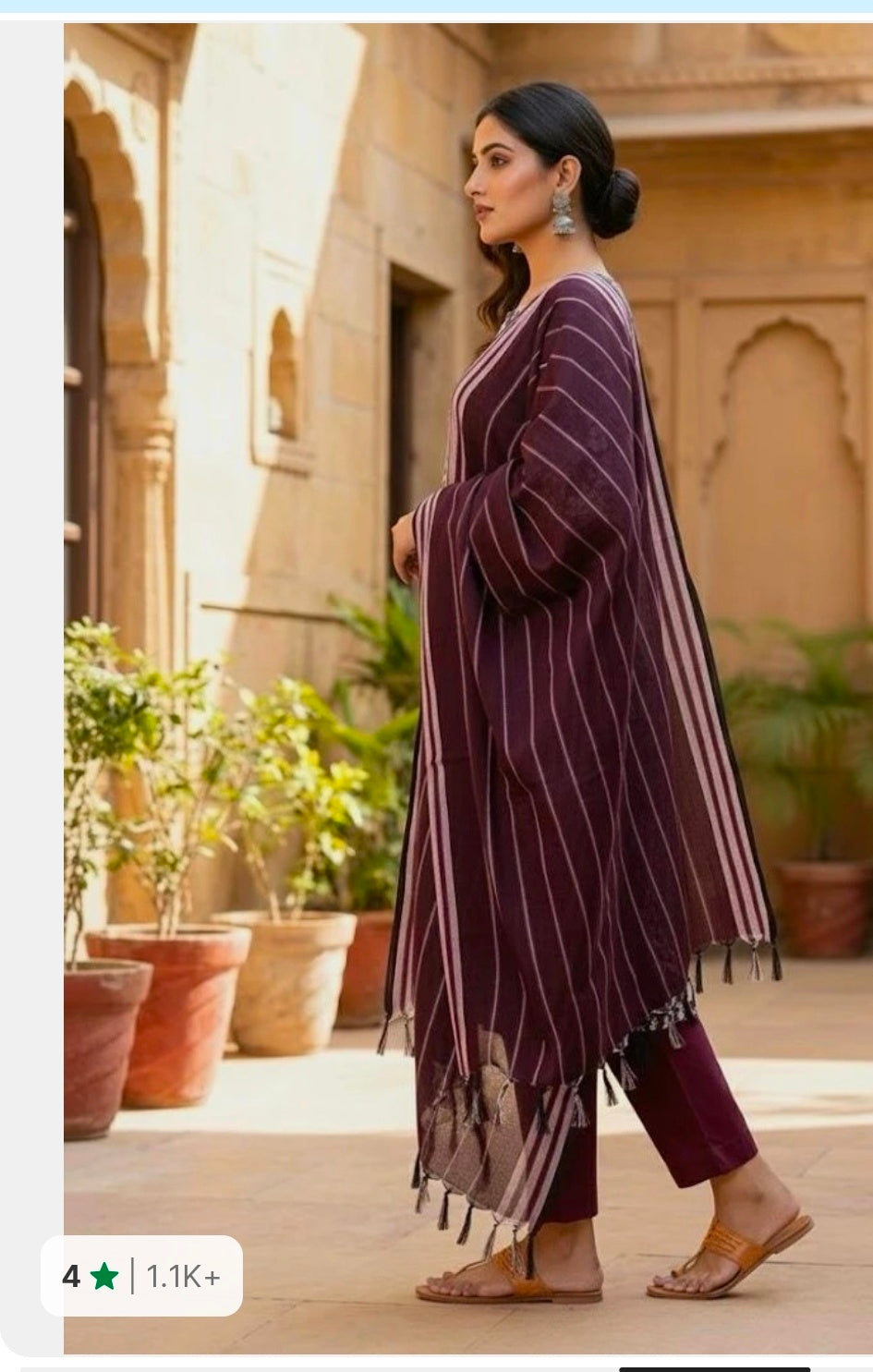 Cotton blend Kurti + Pant + Dupatta Set