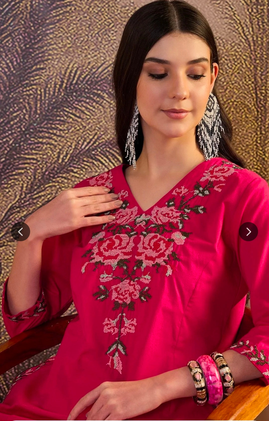 Women's Pure Cotton Floral Thread Work Kurta Pant Set