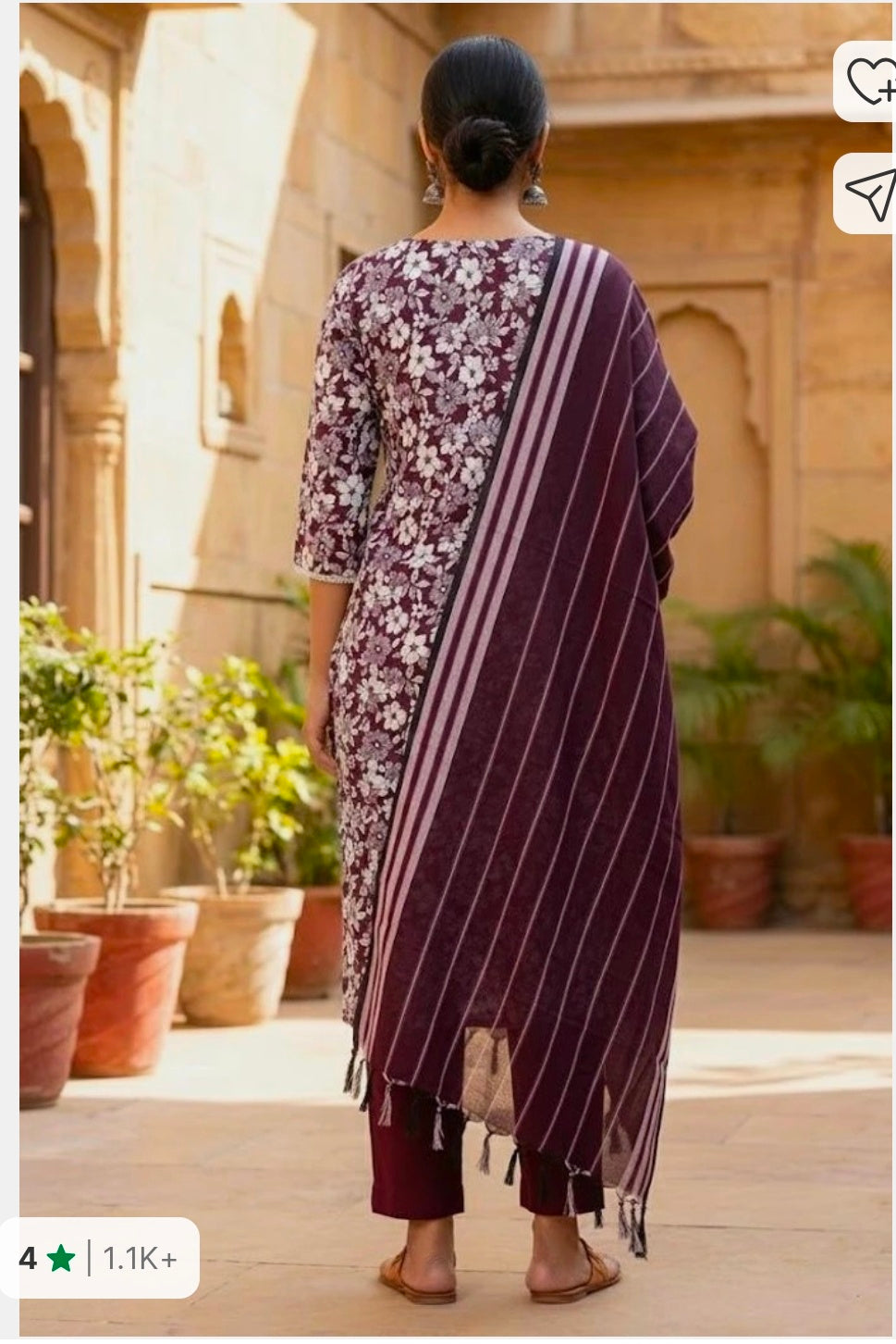 Cotton blend Kurti + Pant + Dupatta Set