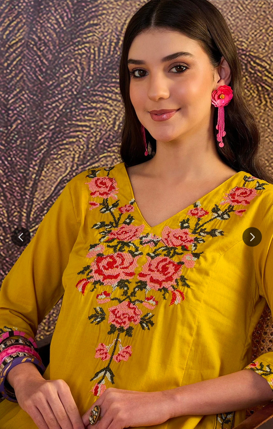 Women's Pure Cotton Floral Thread Work Kurta Pant Set