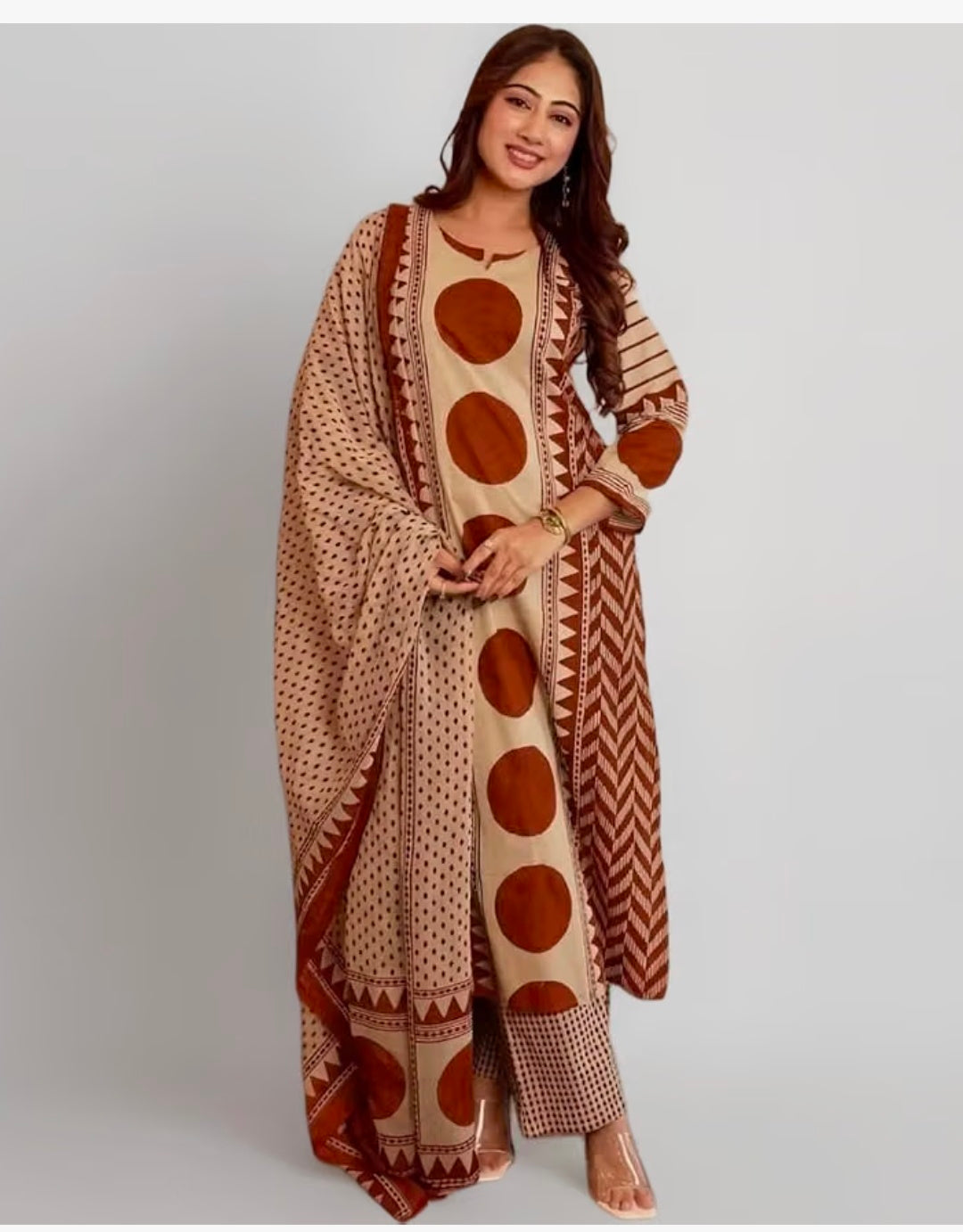 Pure cotton Straight Kurta Pant and printed Dupatta Set