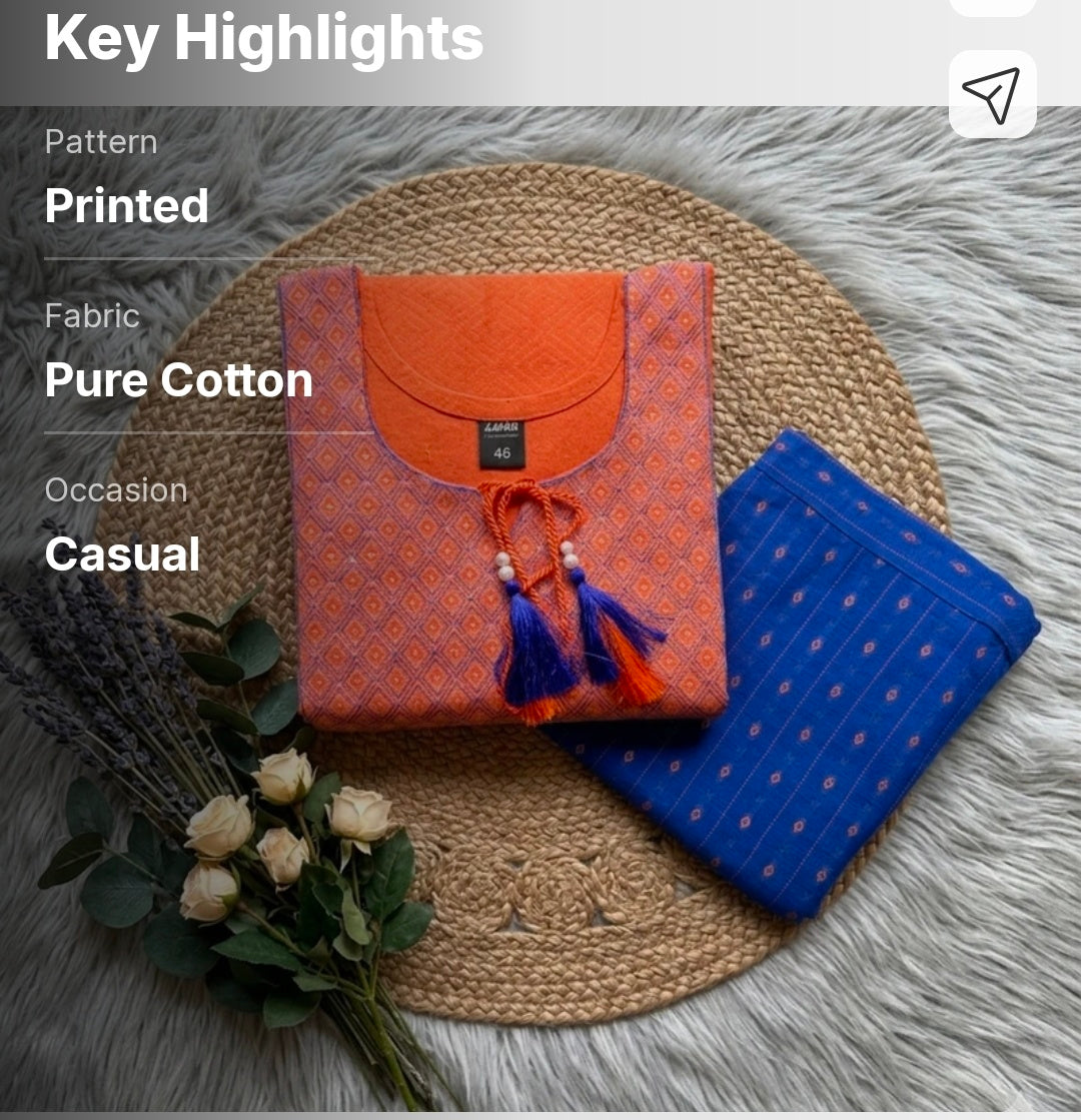 Pure Cotton Kurta Pant Set