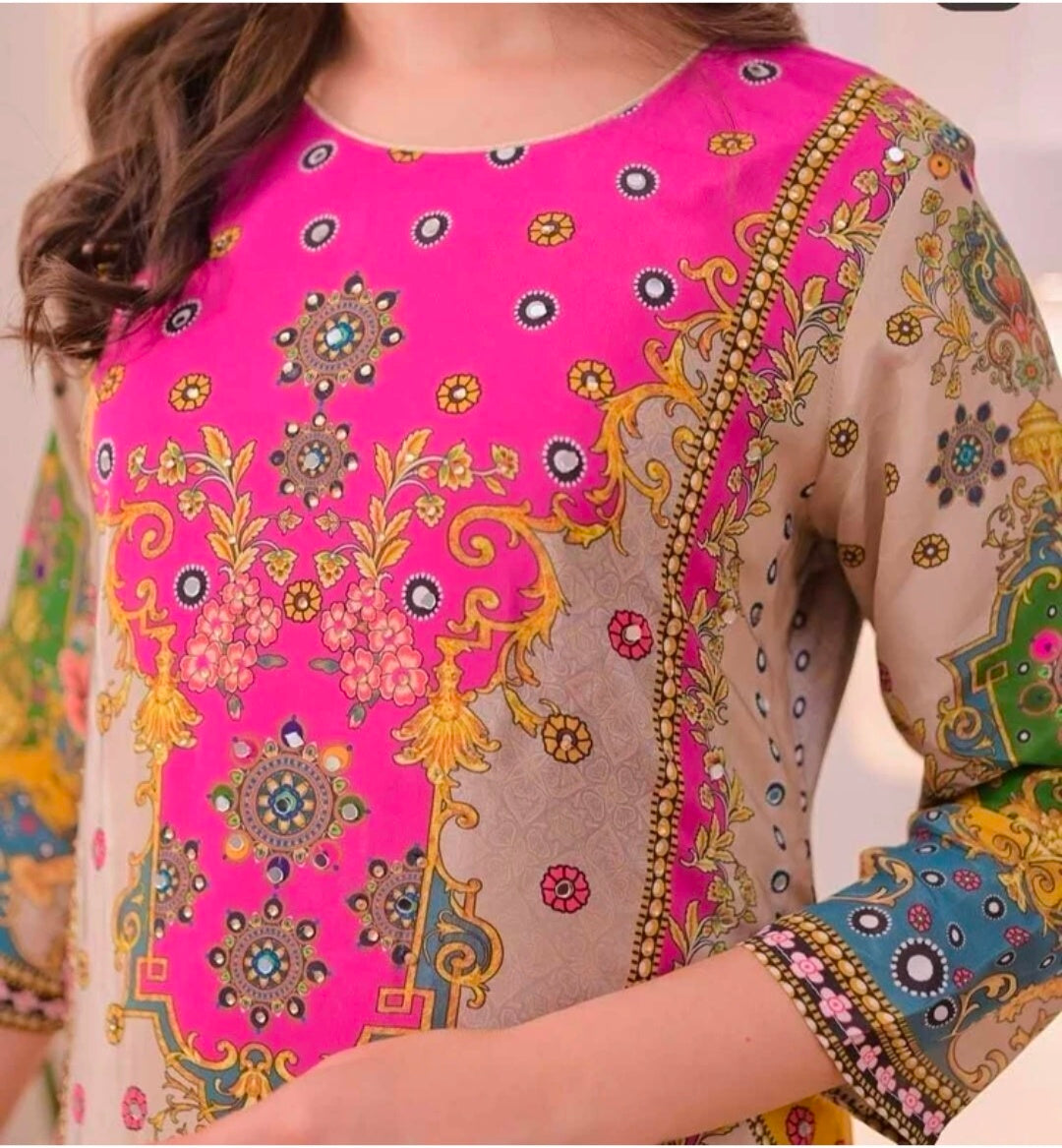 Multicolor Embroidered Viscose Kurti Palazzo Dupatta Set | Style Code 20177 CREAM M | 3 Piece Festive Wear`-