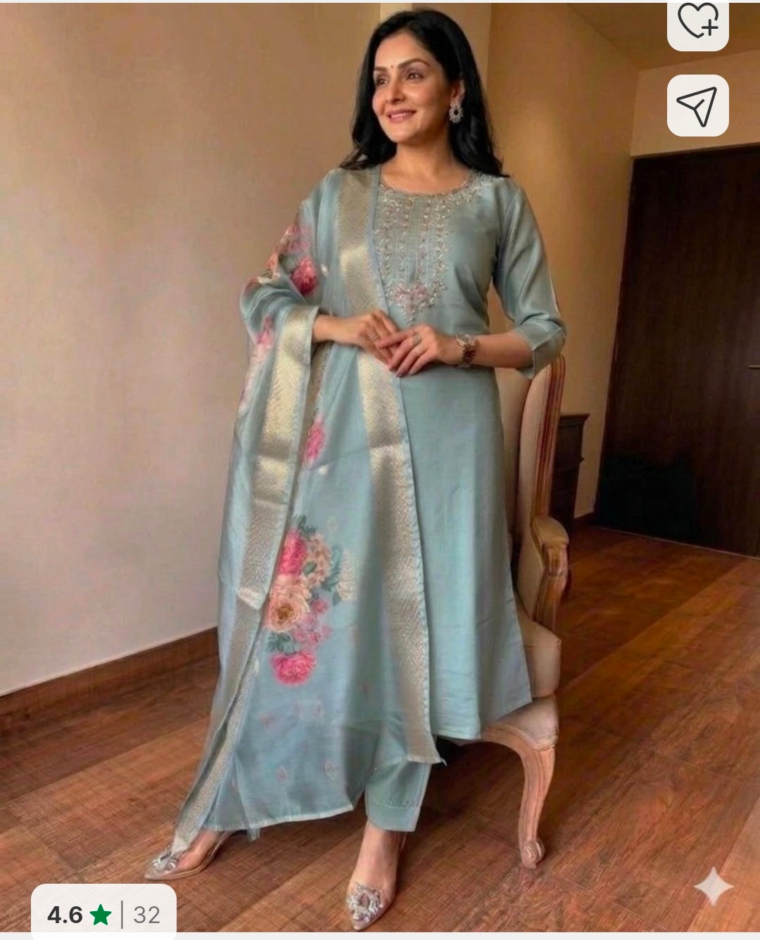 Rayon Straight Kurta with Salwar & Chanderi Dupatta Set