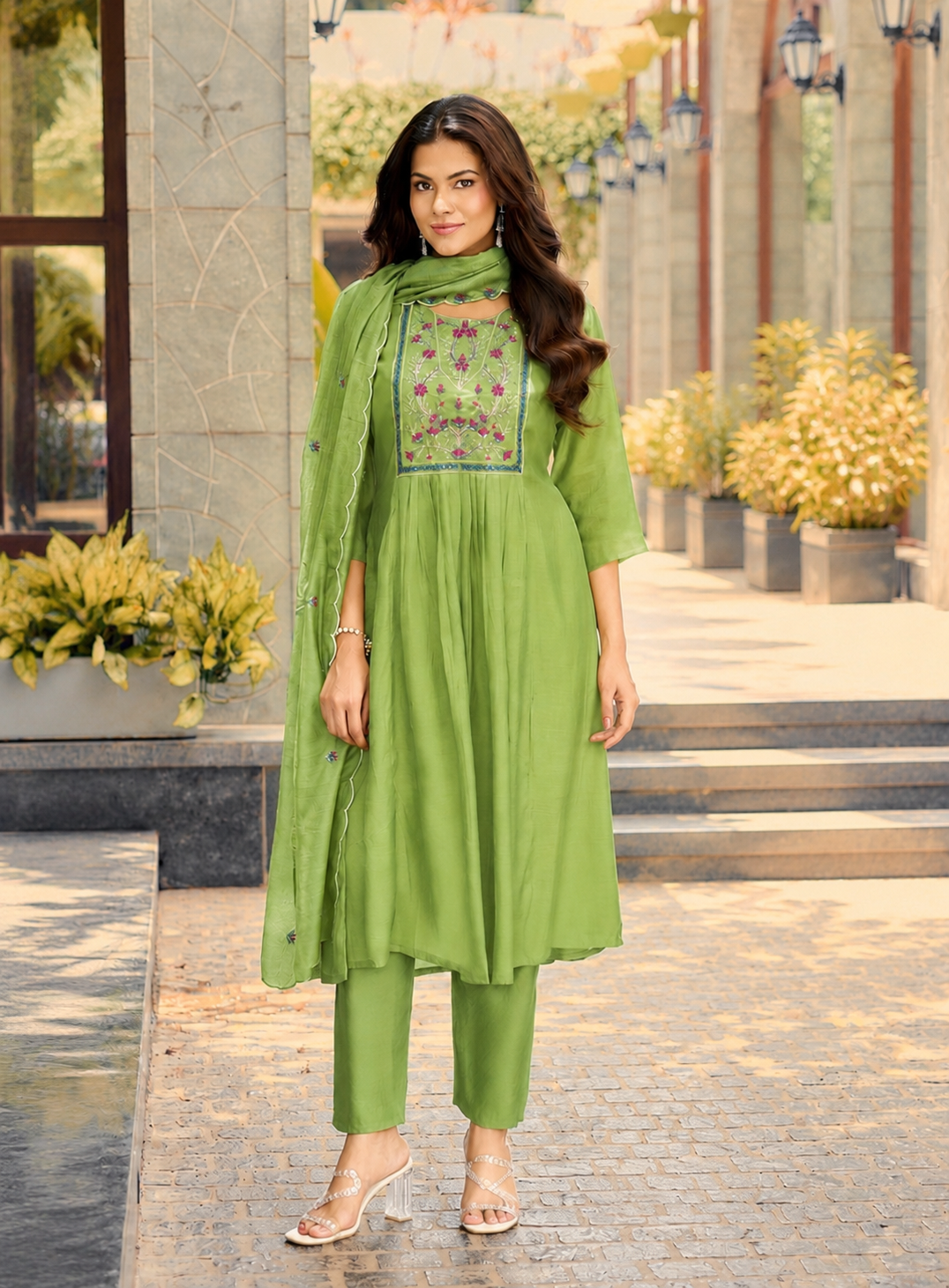🌸 Elegant Kurti Pant Set with Designer Dupatta
