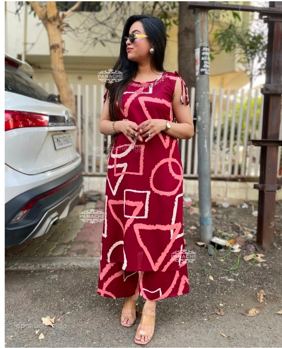 Cotton Abstract sleeveless coord
